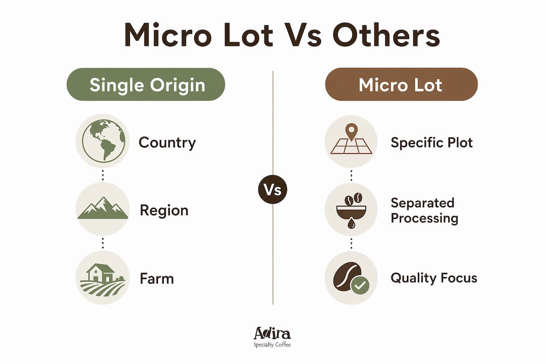 Infographic comparing micro lot and single origin coffee