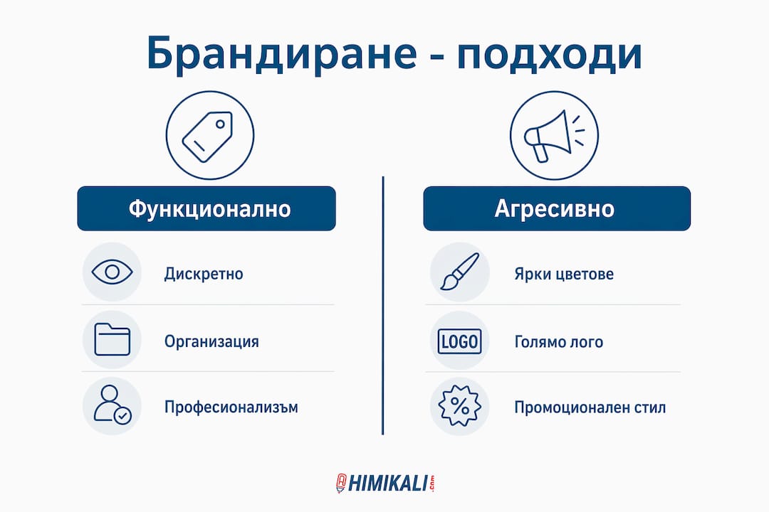 Визуално сравнение на два различни стила на брандиране във финансовия одит