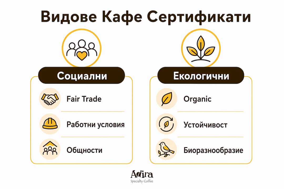 Инфографика: Най-популярните сертификати за кафе и какво означават те