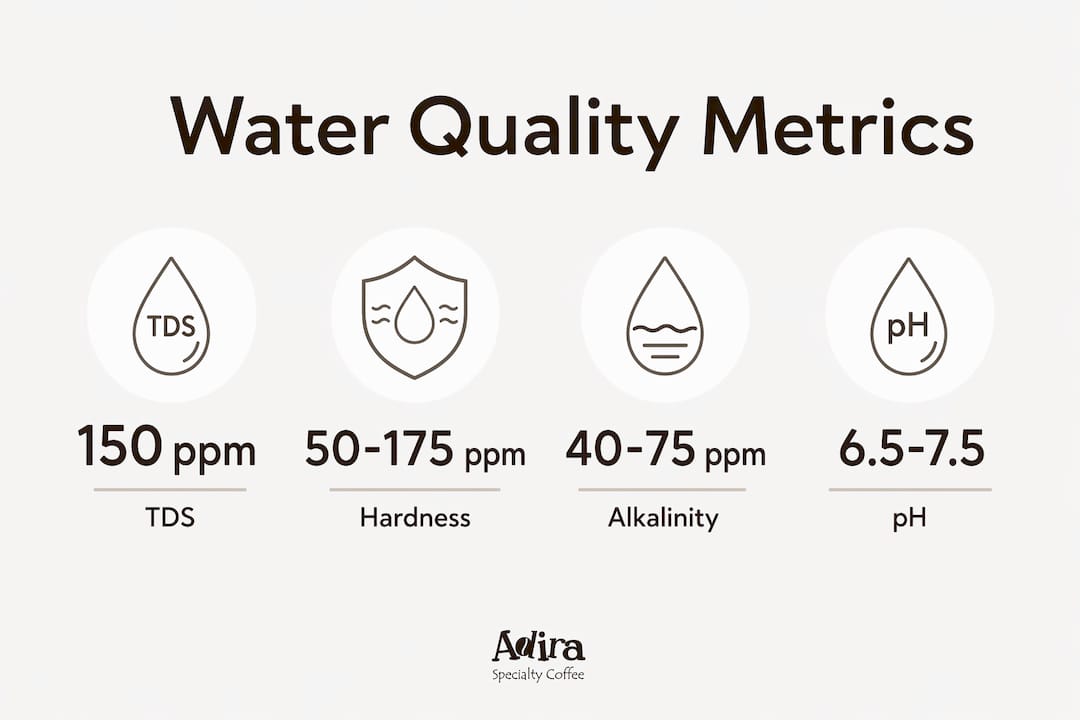 Infographic showing espresso water quality parameters