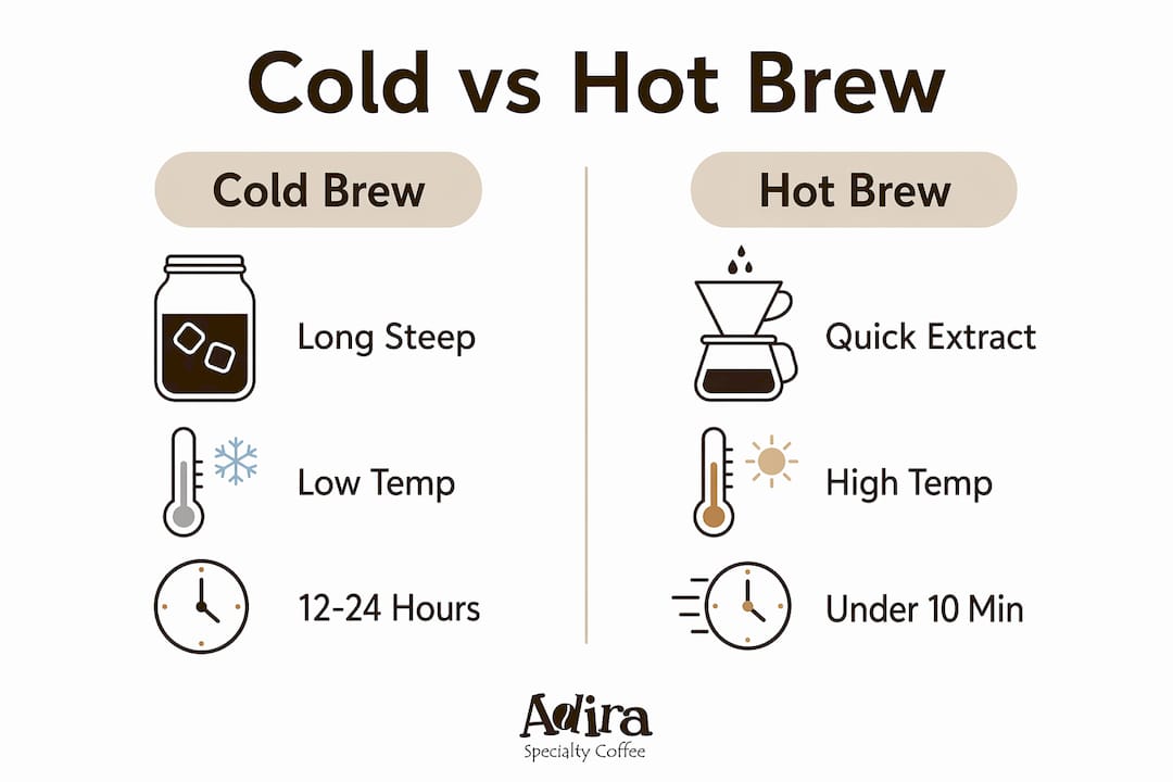 Infographic comparing cold brew and hot brew coffee concentrate