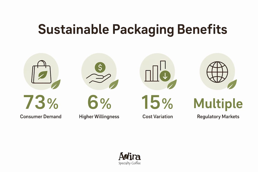 Infographic showing key sustainable packaging benefits