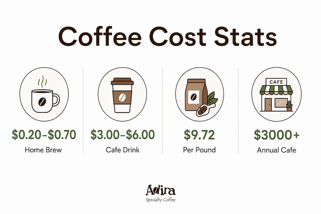 Infographic showing coffee cost statistics and comparisons