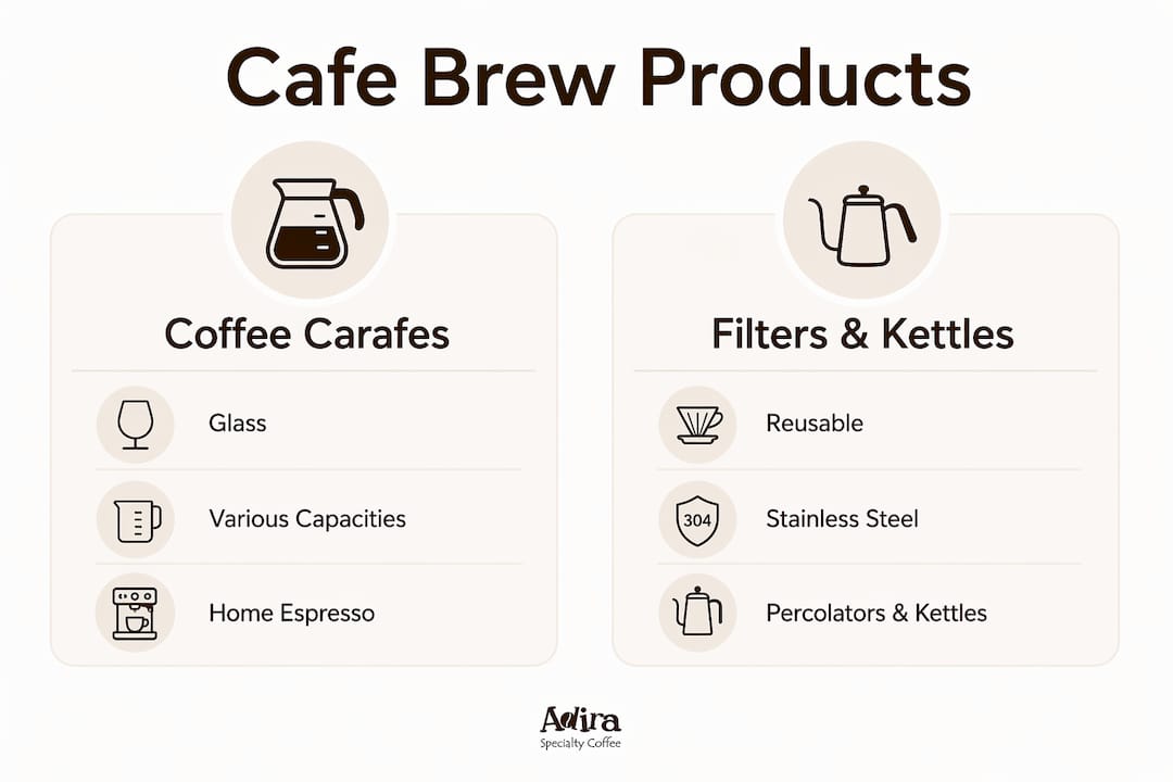Infographic comparing Cafe Brew coffee carafes and filters