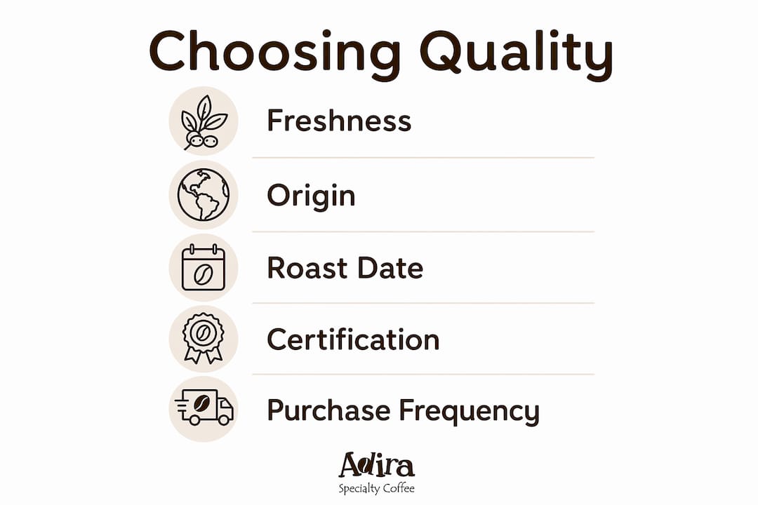 Infographic outlining quality coffee and tea selection steps