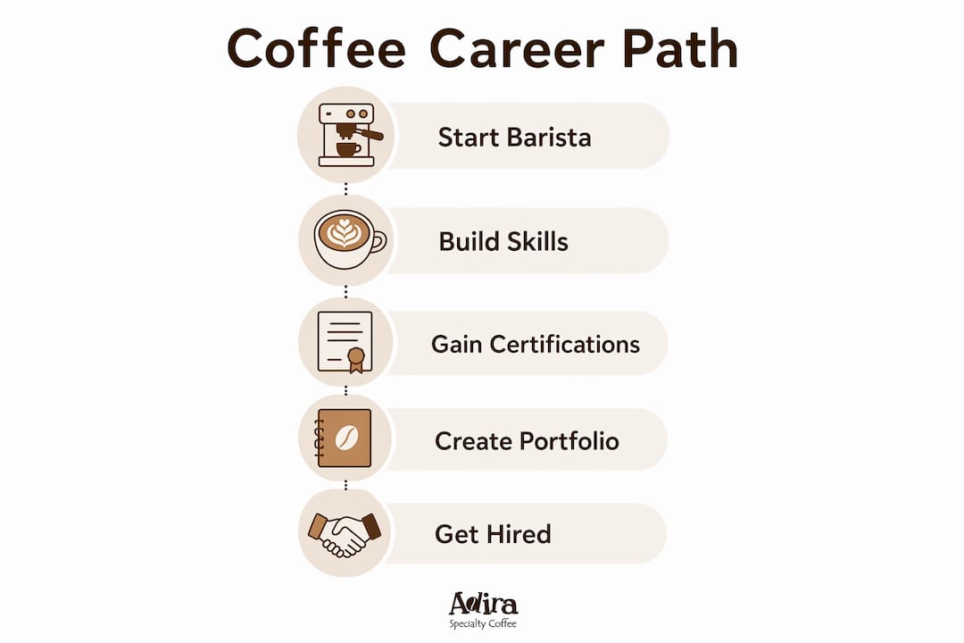 Infographic illustrating coffee career steps