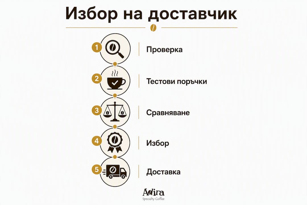 Инфографика: Как да изберем правилния доставчик на кафе – стъпка по стъпка