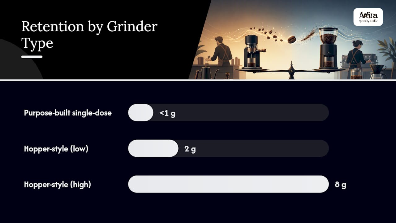 Single-dose and hopper grinder retention comparison
