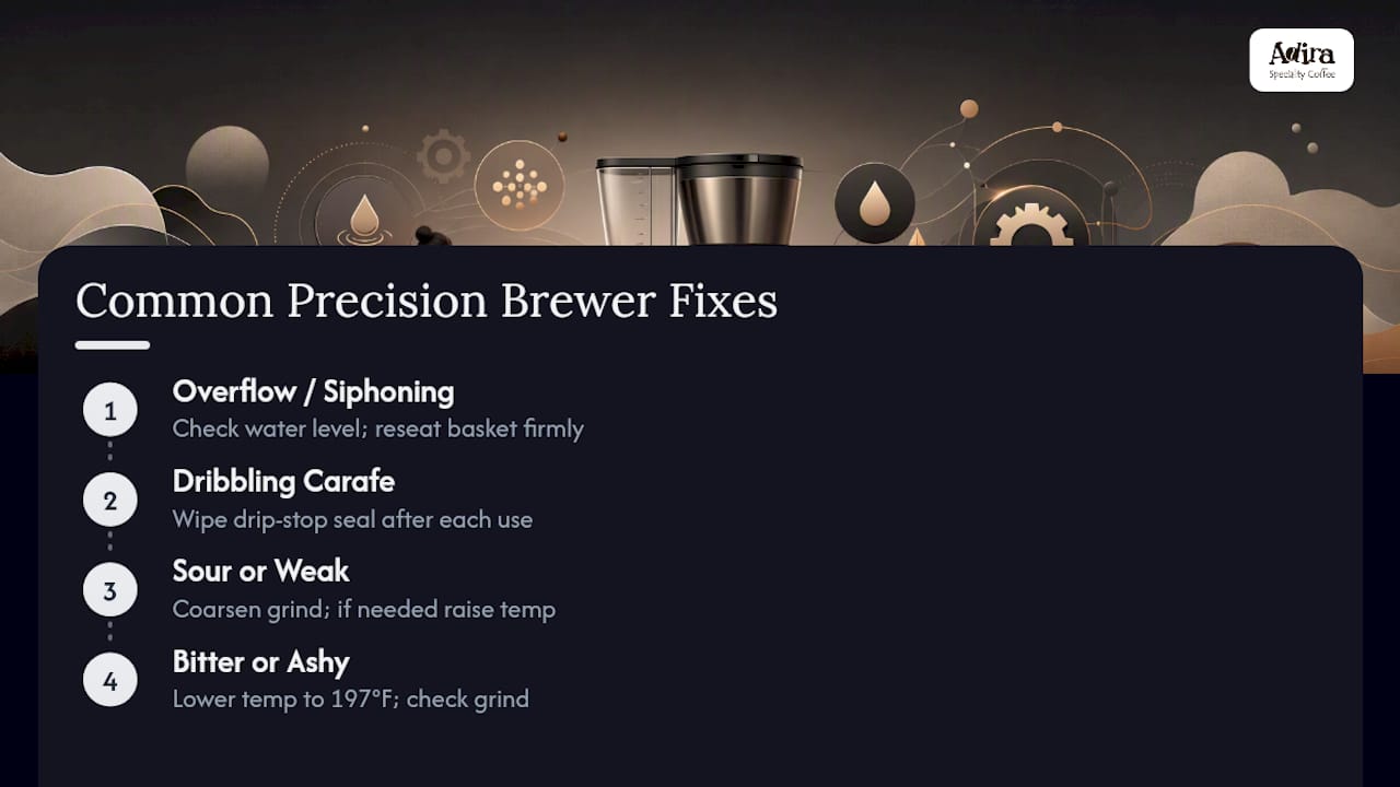 Coffee brewer troubleshooting paths and fixes