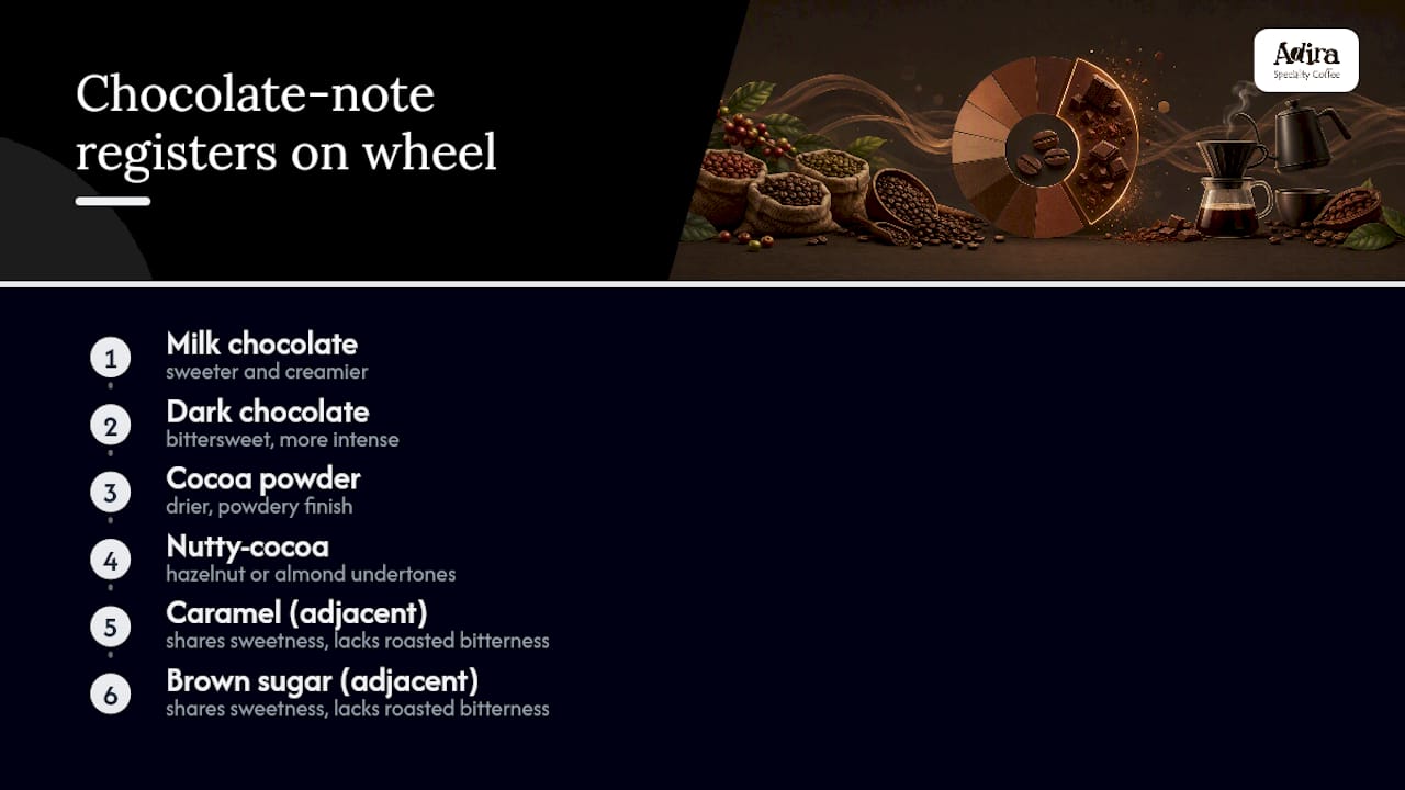 Coffee flavor wheel chocolate note categories