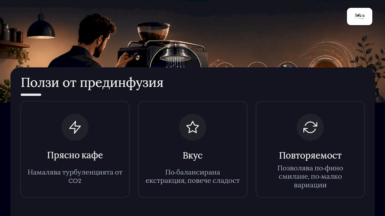 Защо прединфузията прави кафето по-сладко и по-стабилно — overview diagram