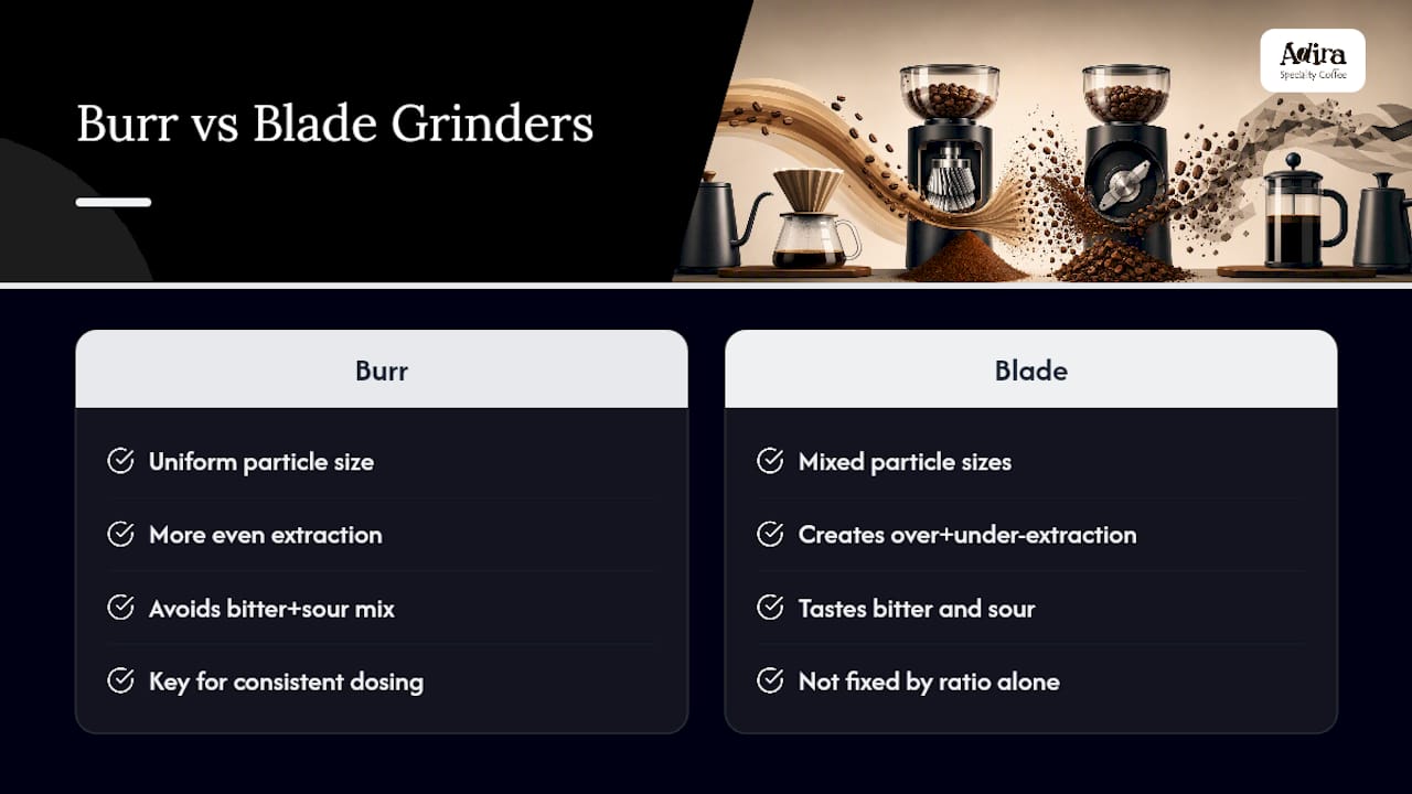 Burr and blade grinder particle comparison
