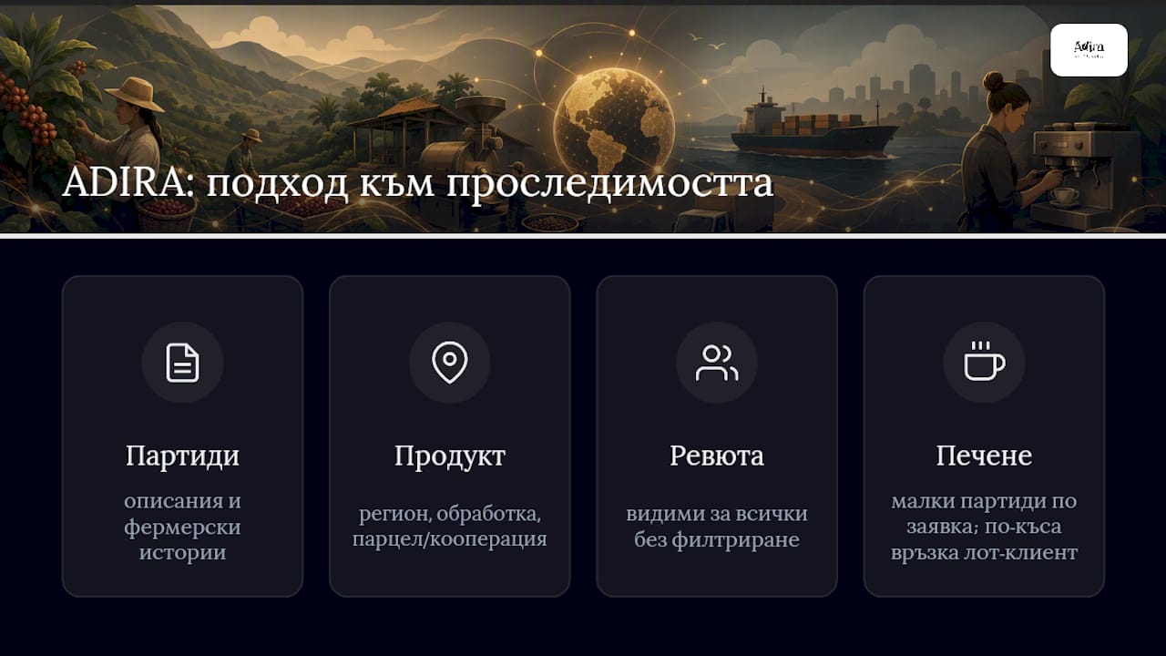 Как ADIRA подхожда към проследимостта — overview diagram