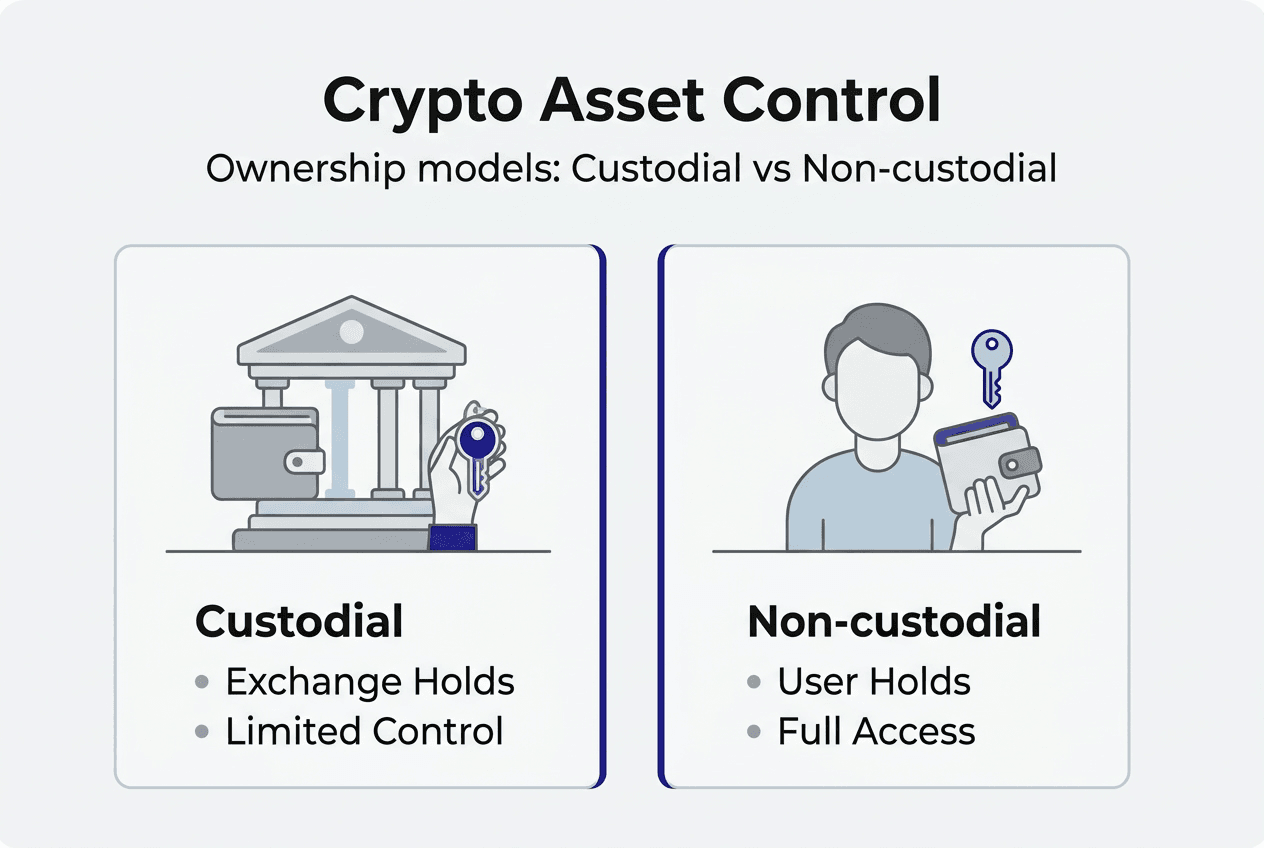 Infographic compares custodial and non-custodial crypto