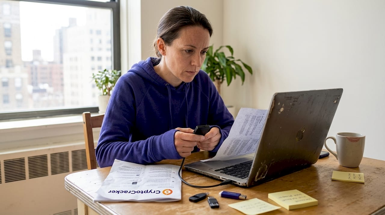 Setting up hardware wallet at home table