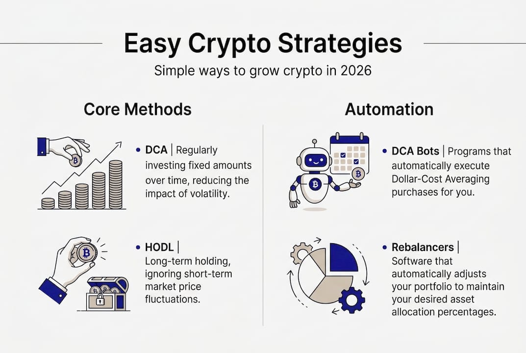 Infographic summarizes easy crypto strategies