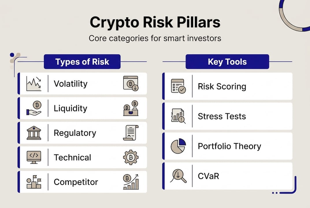 Crypto risk categories and tools infographic