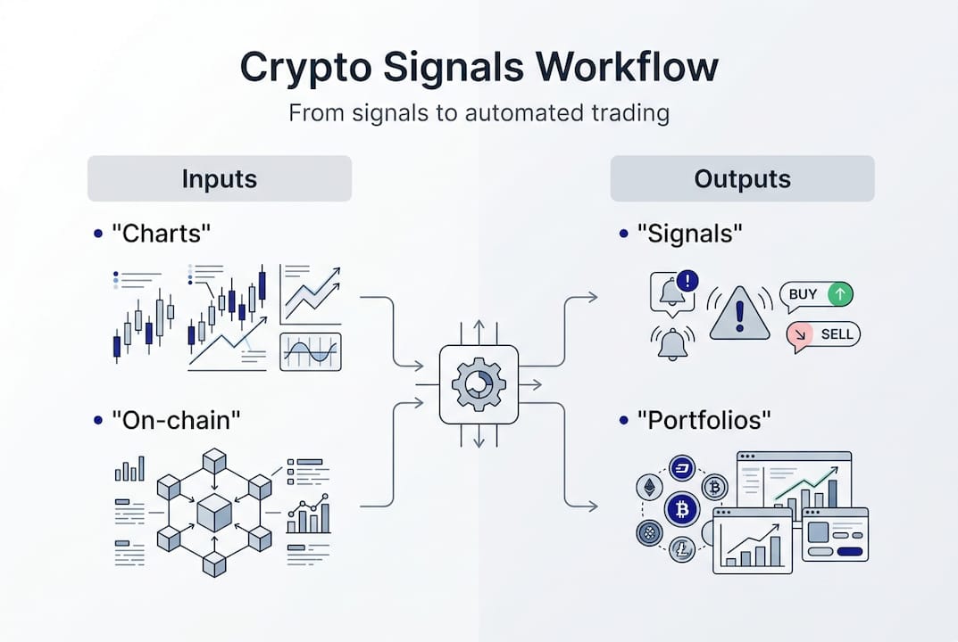 Infographic: crypto signals workflow steps