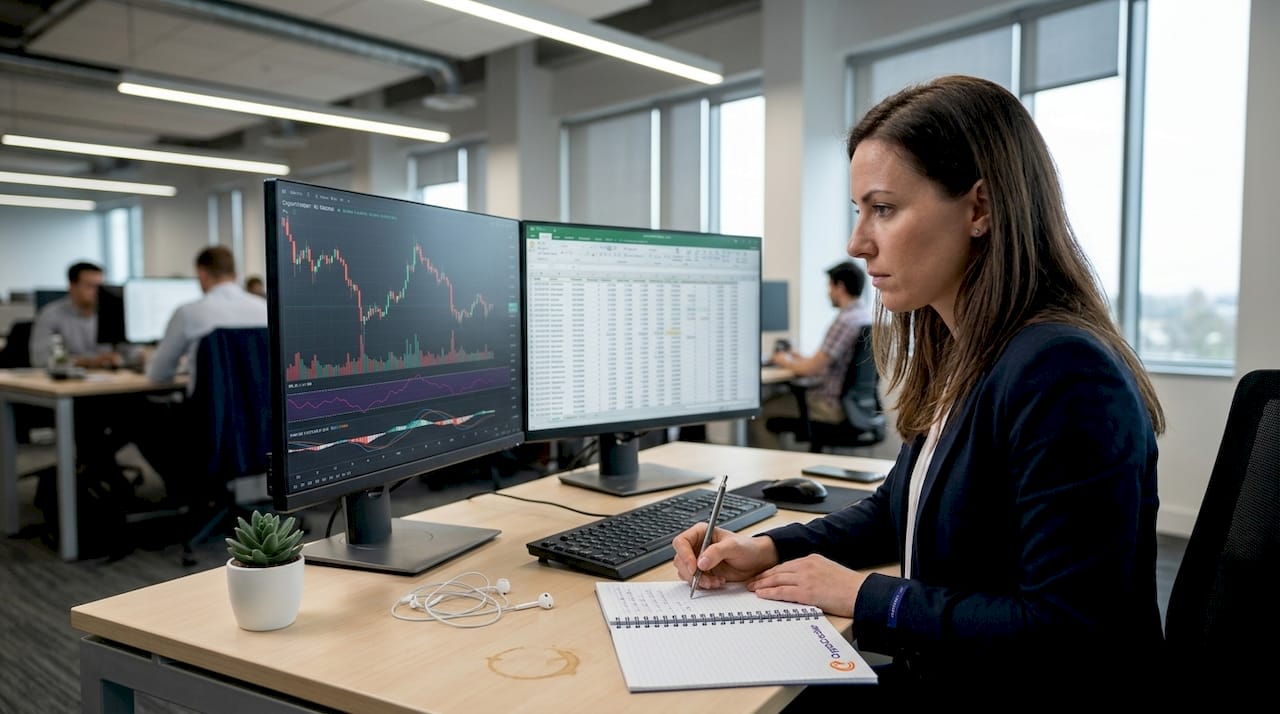 Analyst reviewing crypto chart indicators