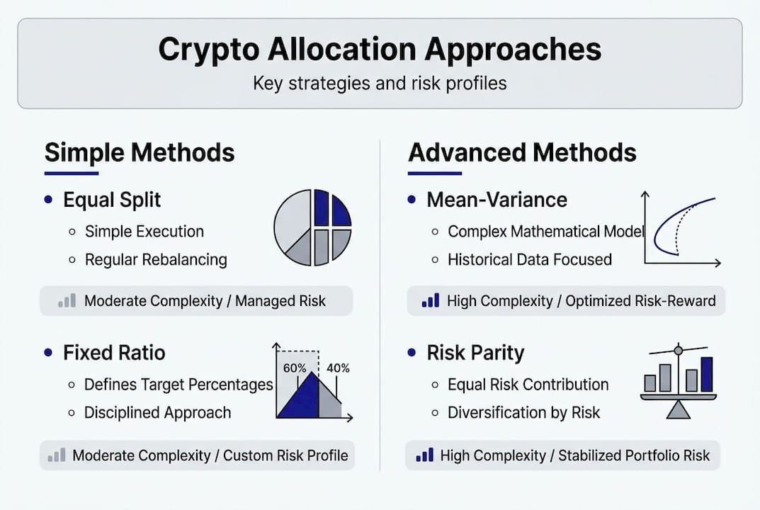 Infographic of crypto allocation methods and risk