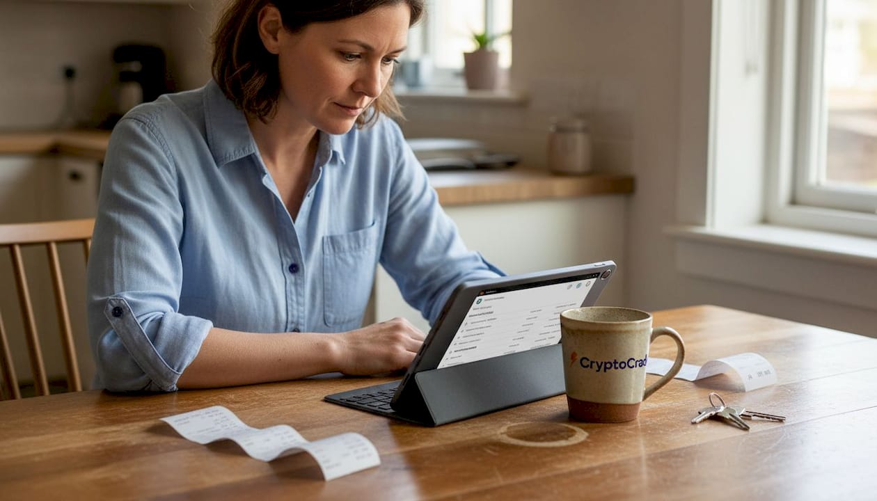 Woman checking crypto account login sessions