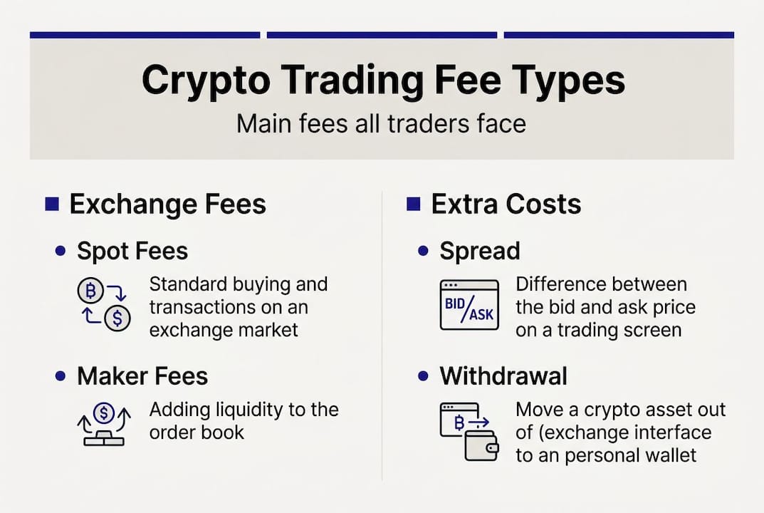 Infographic summarizing key crypto fee types