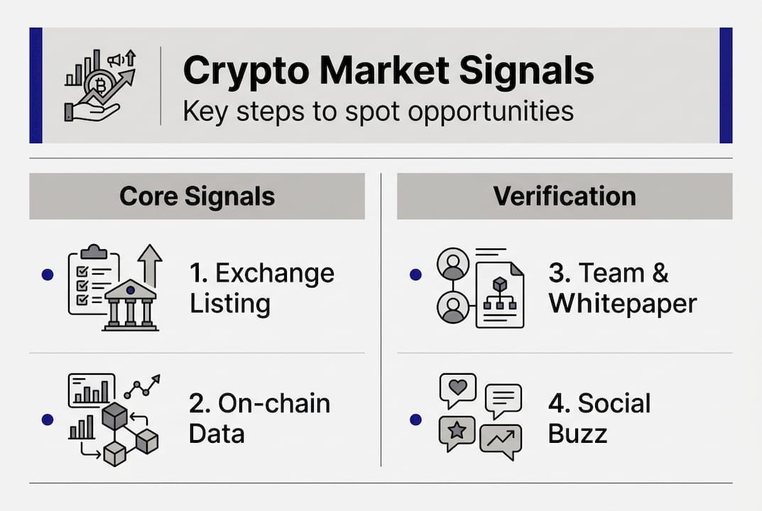 Infographic showing core crypto signals and checks