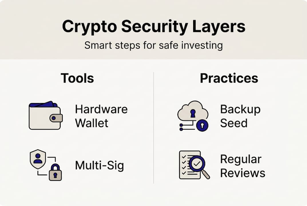 Infographic showing crypto portfolio security layers