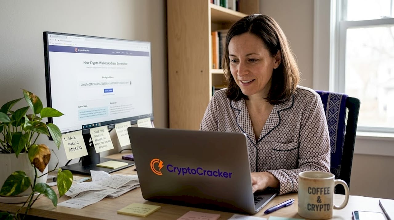 Woman sets up new crypto wallet address