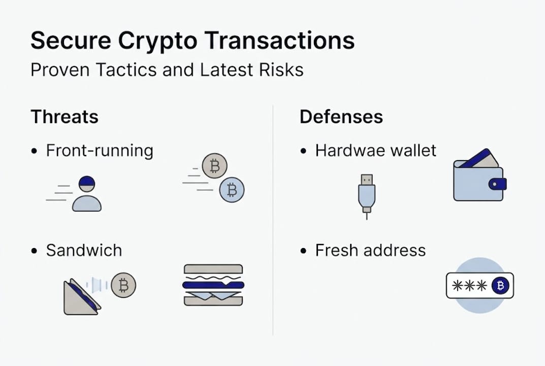 Infographic showing crypto security threats and defenses