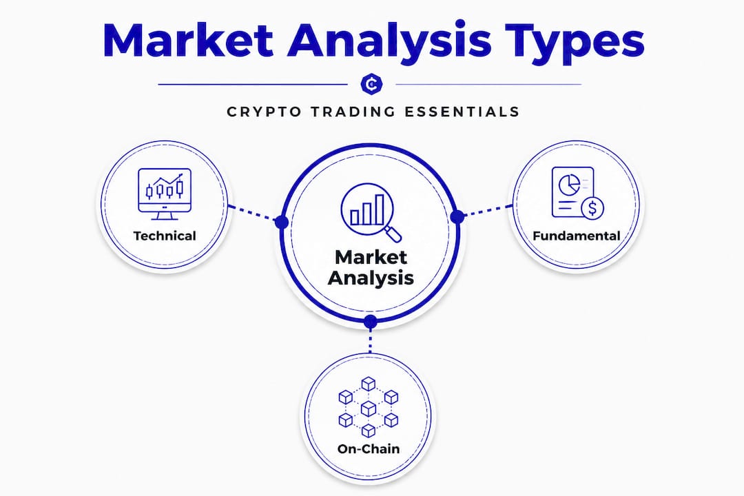 Hierarchy infographic of three crypto market analysis types