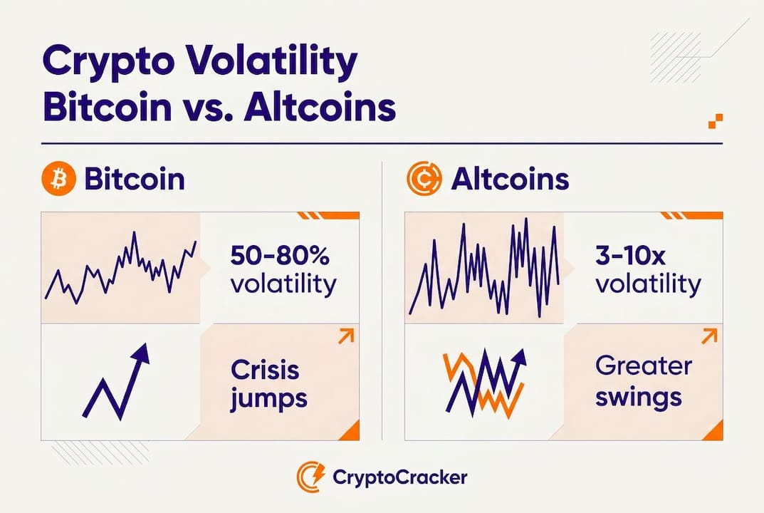 Infographic comparing Bitcoin and altcoin volatility