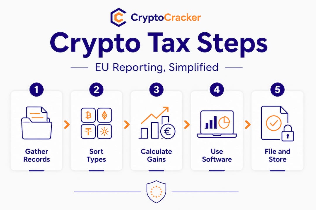Infographic displays simplified EU crypto tax steps