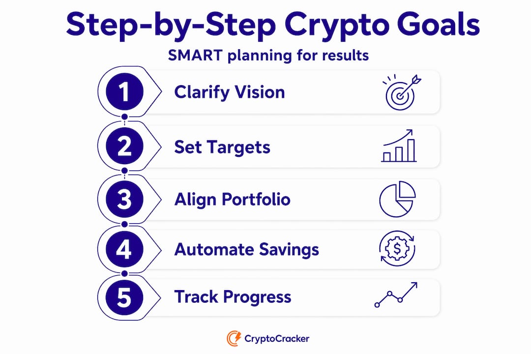 Infographic showing steps to set crypto goals
