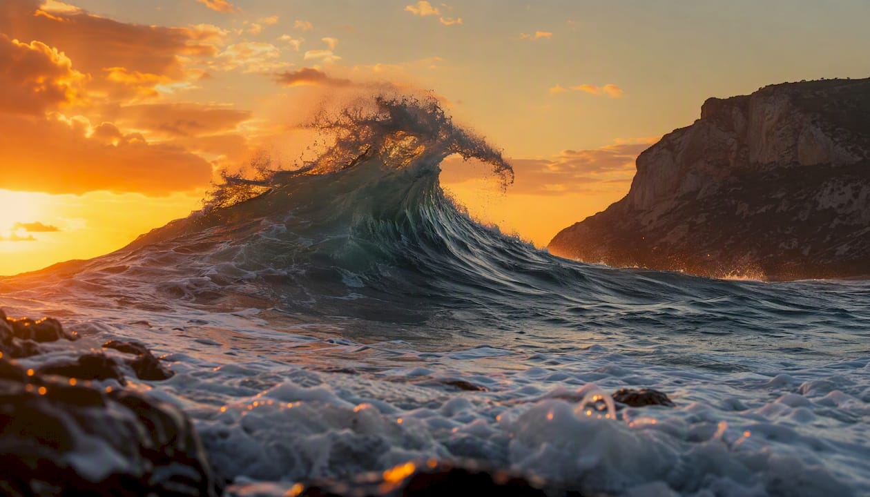 Ocean wave shaped like whale silhouette