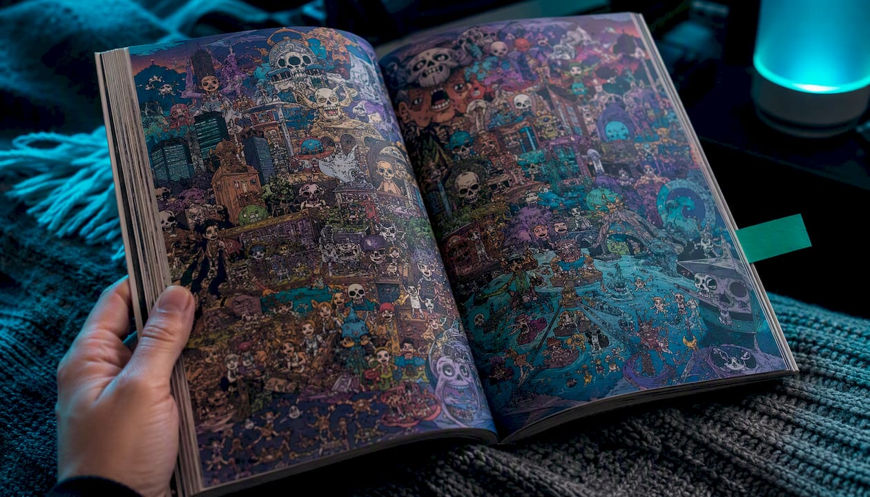 Detailed manga mural filled with hidden Easter eggs