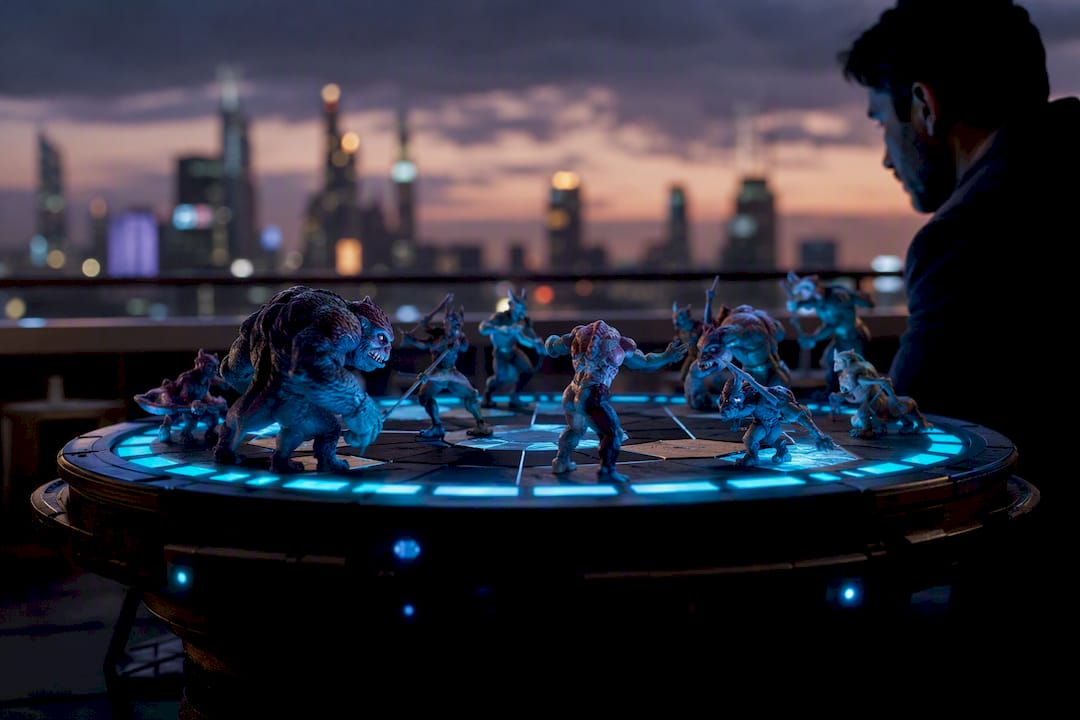 Dejarik holochess game on spaceship console