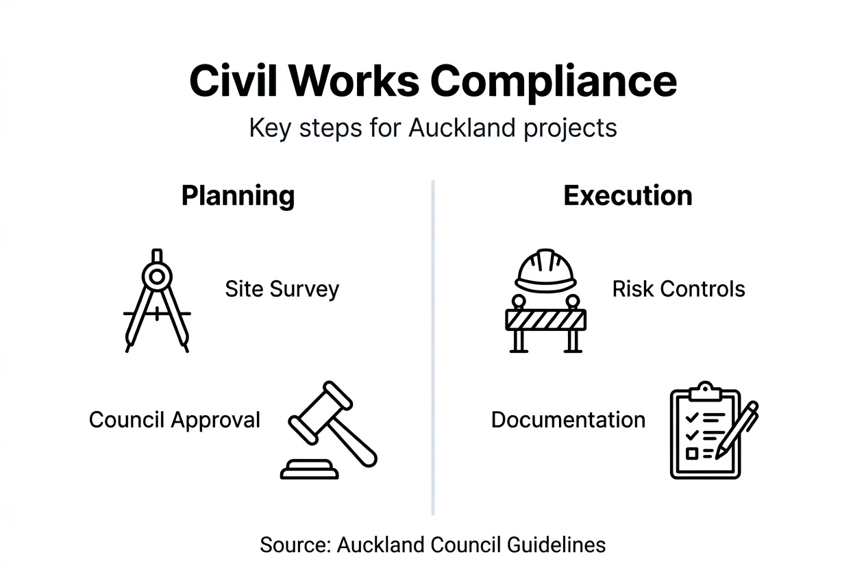 Infographic on Auckland civil project compliance steps