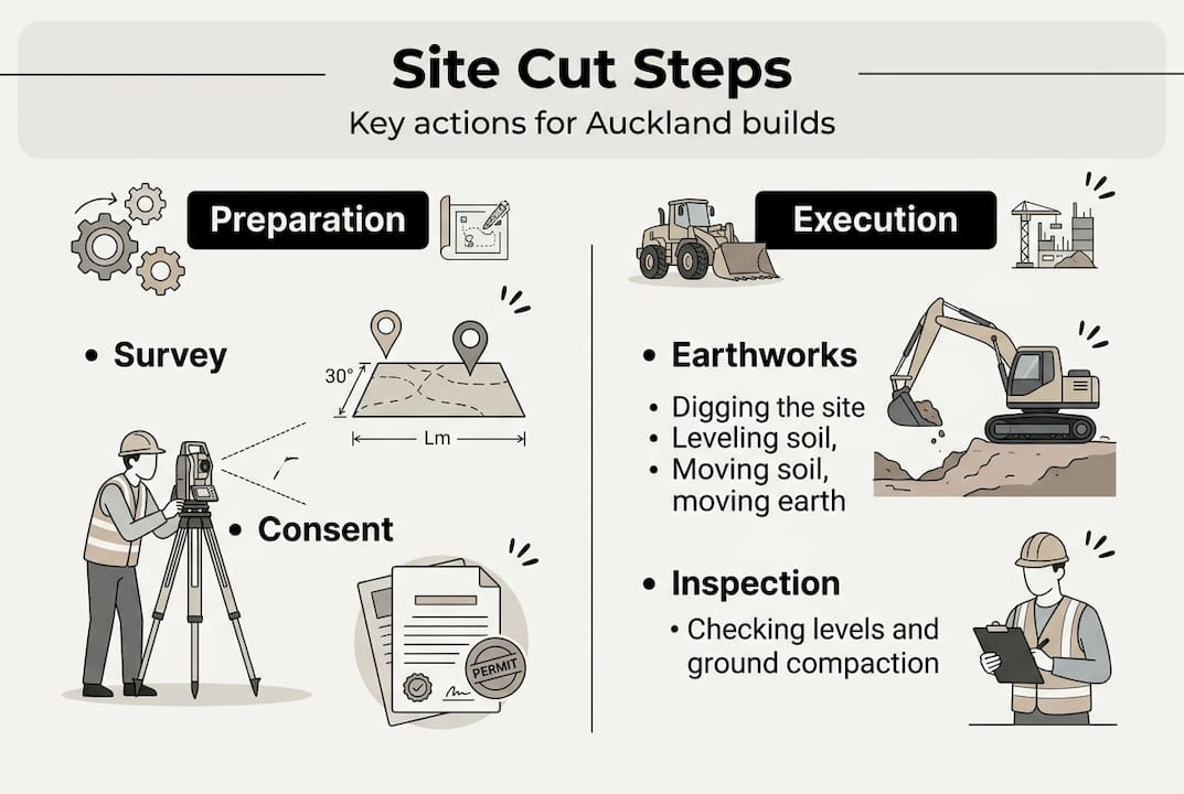 Infographic of Auckland site cut process steps