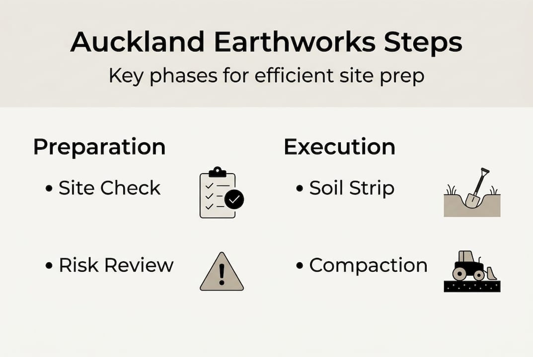 Infographic summarizing earthworks workflow steps
