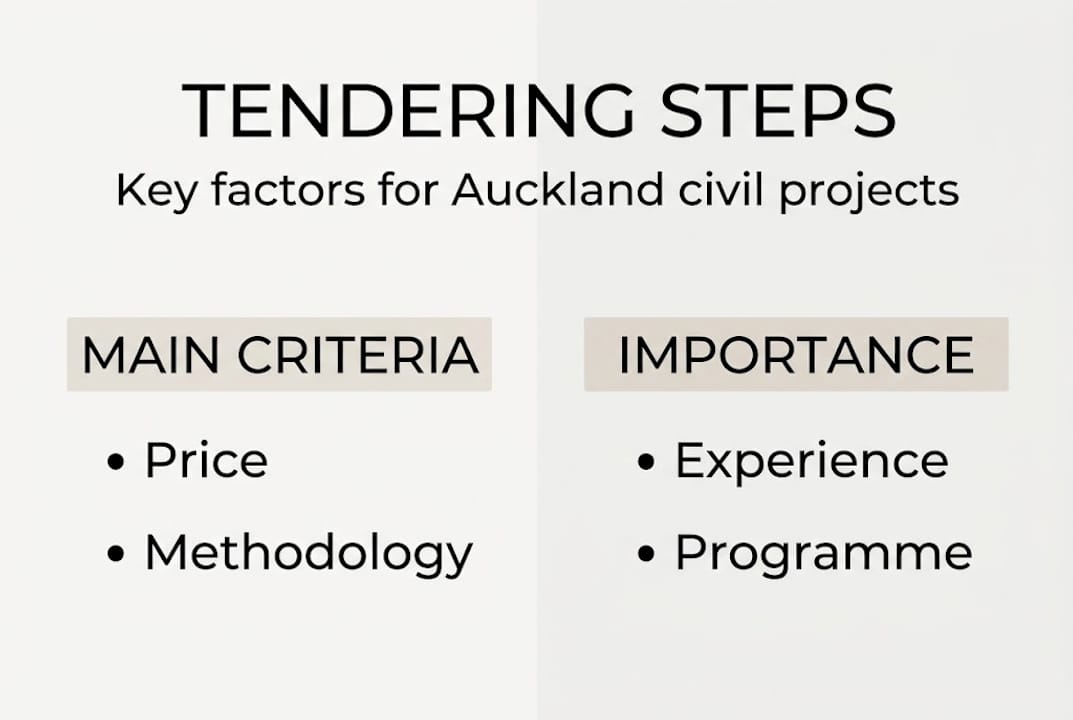 Infographic of civil tendering criteria and process