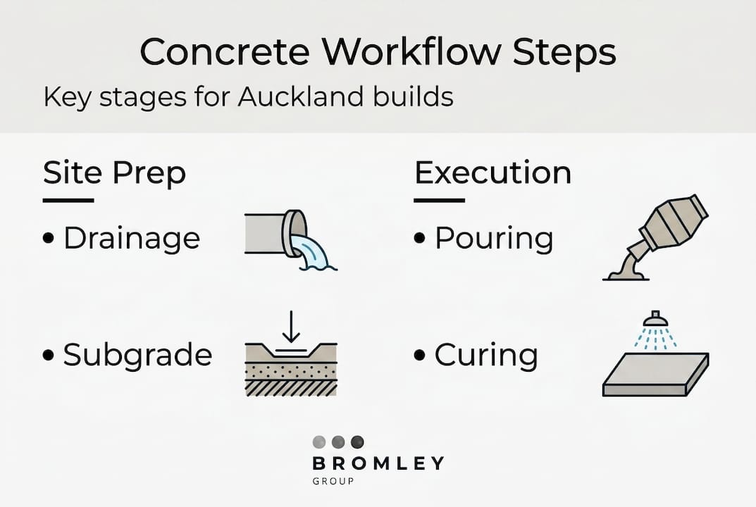 Infographic showing concrete workflow steps