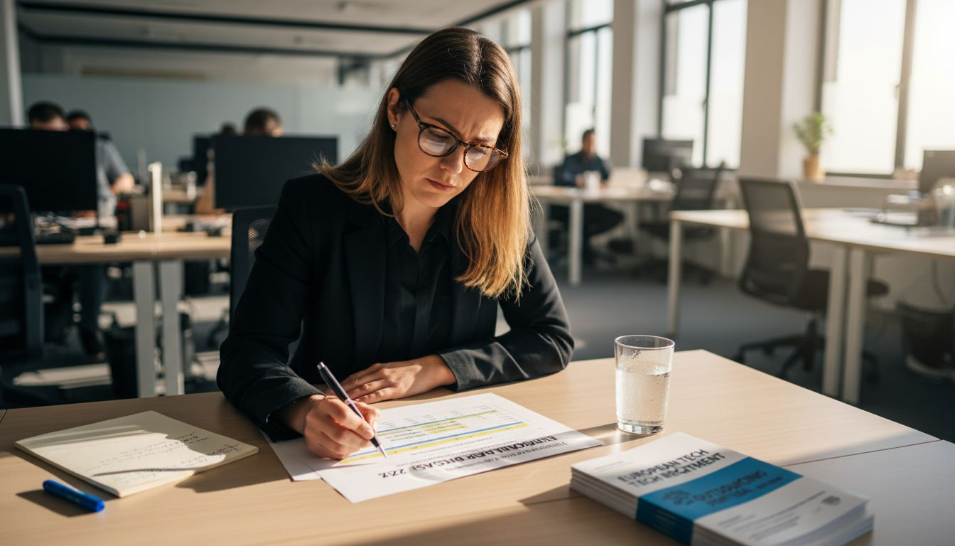 Analyst reviewing salary comparison chart
