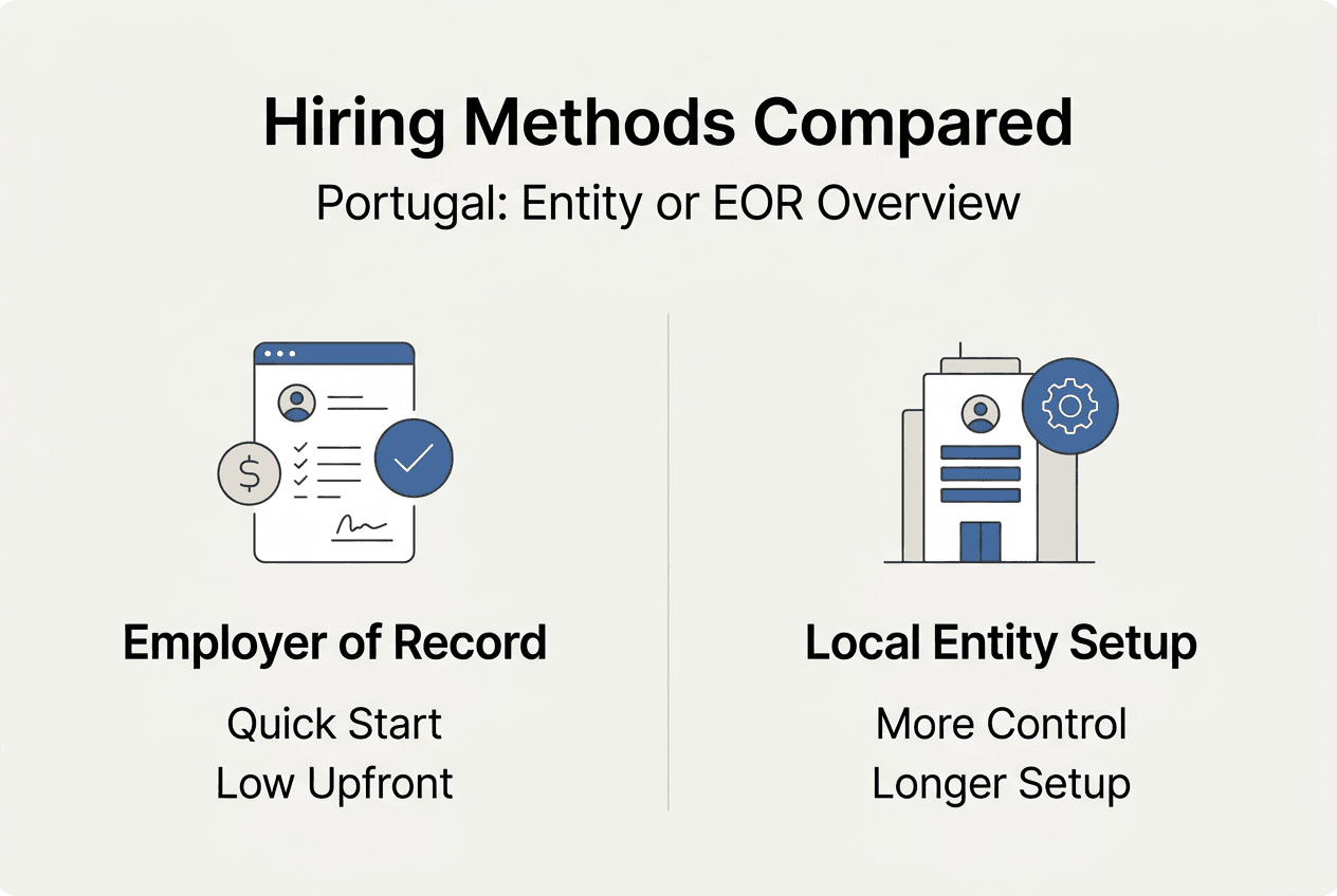 Infographic showing entity versus EOR hiring in Portugal