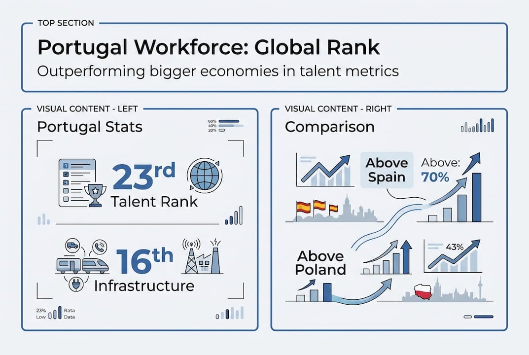 Portugal workforce ranking infographic with comparisons