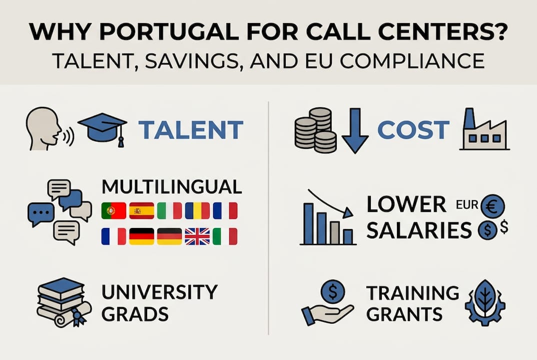 Infographic showing Portugal call center advantages