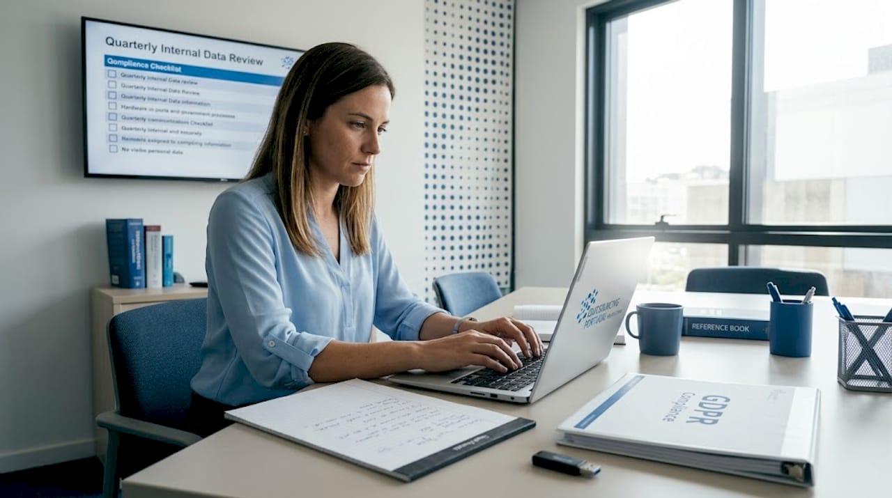 HR specialist handling GDPR review in workspace