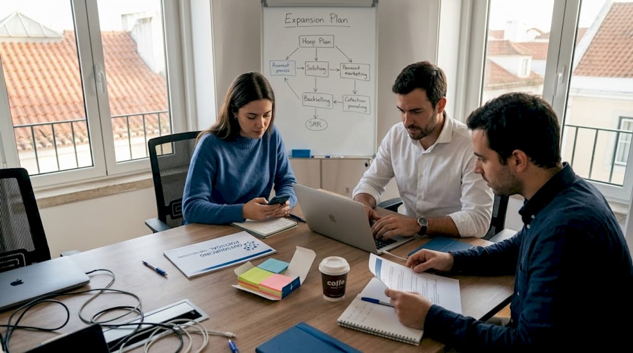Startup founders meeting at Lisbon incubator