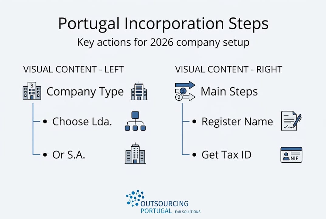 Infographic shows main Portugal business incorporation steps