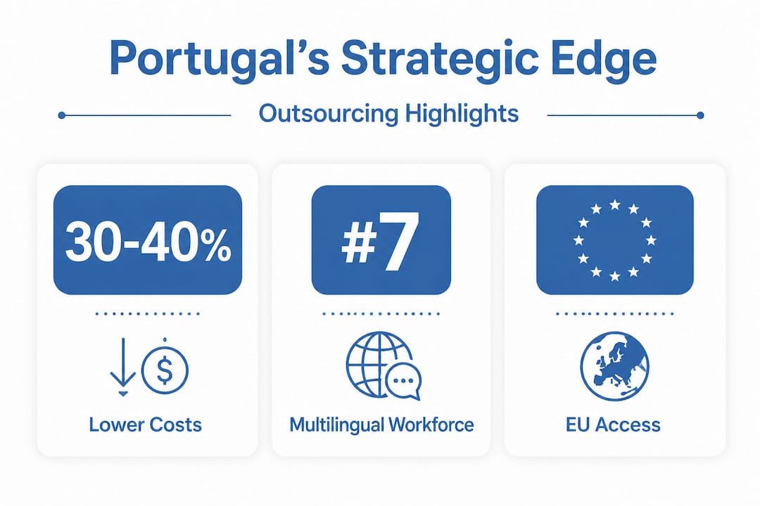 Infographic presenting Portugal outsourcing strategic advantage stats
